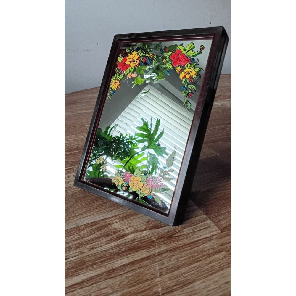 Vintage Wind Up Music Box Vanity Mirror Love Story Floral Whimsy Fairycore MCM